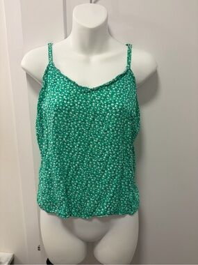 Old Navy Green Floral Cami with Adjustable Straps